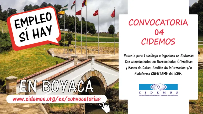 blog Convocatoria No. 04 en Boyacá | Vacante para Tecnólogo(a) o Ingeniero en Sistemas con conocimientos en bases de datos