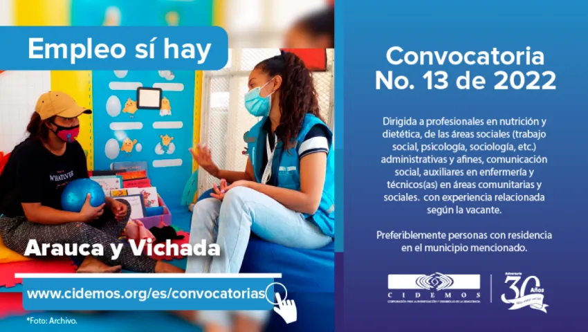 blog Convocatoria No. 13 de 2022 Arauca y Vichada | Vacantes (27 en total) dirigidas a profesionales en nutrición, áreas sociales, comunicación y administración, técnicos(as) en enfermería y áreas